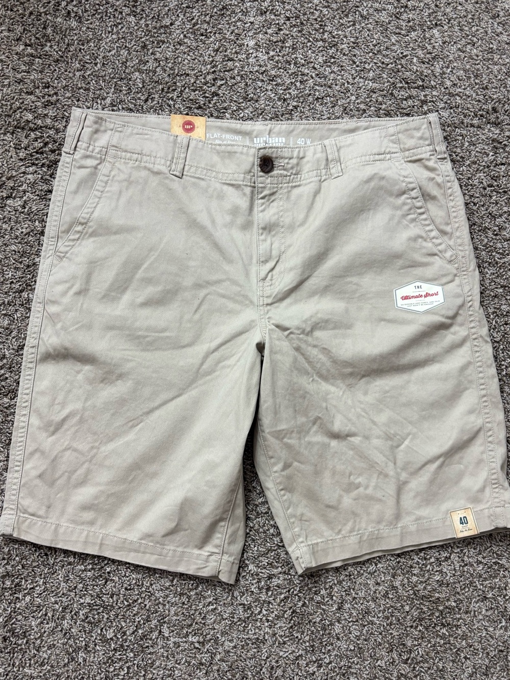 urban pipeline Men's Khaki Flat Front Shorts Size 40 W NWT